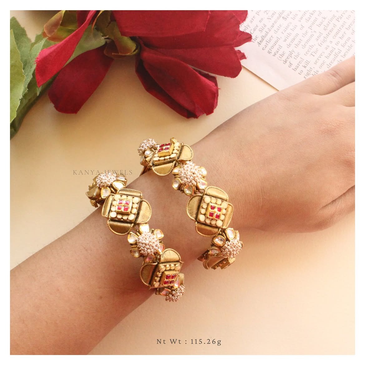 A pavé-set rose gold bangle